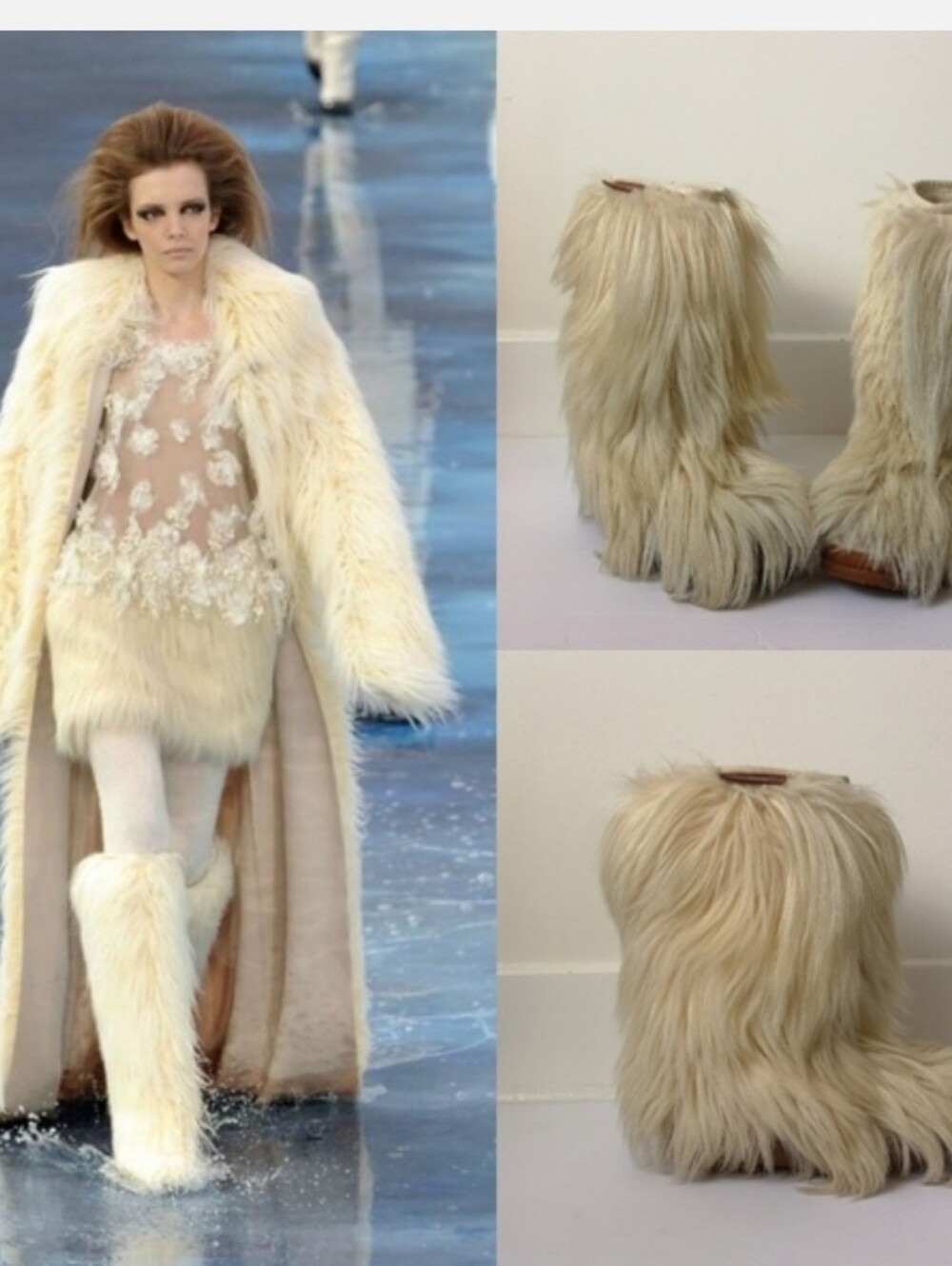 TREND Vintage 100% Goat fur apres ski "Yeti" boots - Picture 1 of 10